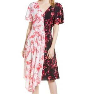 NWT Lewit Double Print Silk Floral Silk Dress
